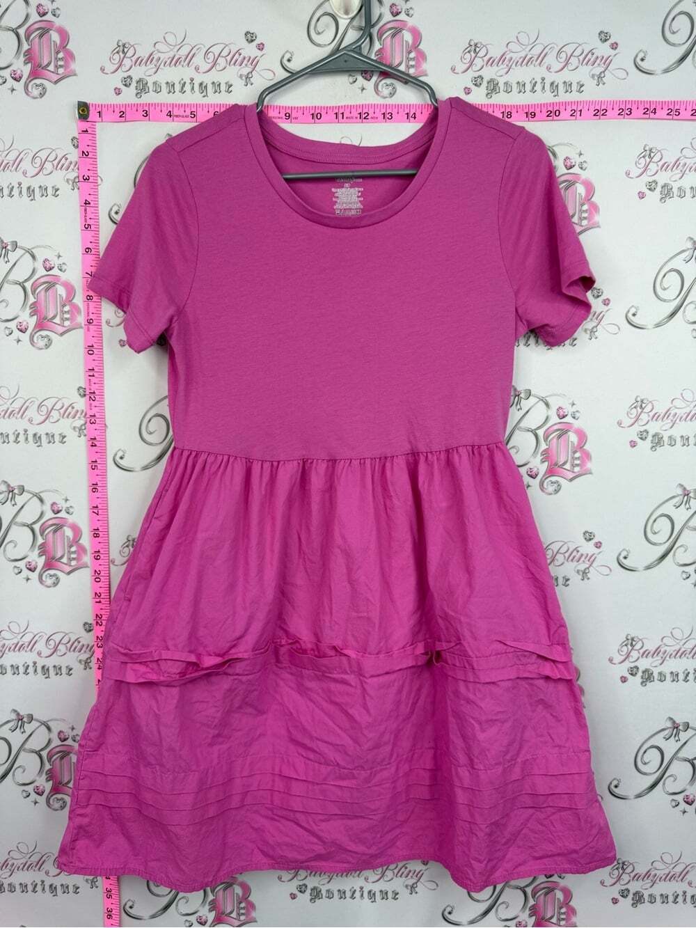 George Girls Pink Tiered Short Sleeve Dress - Picture 1 of 6